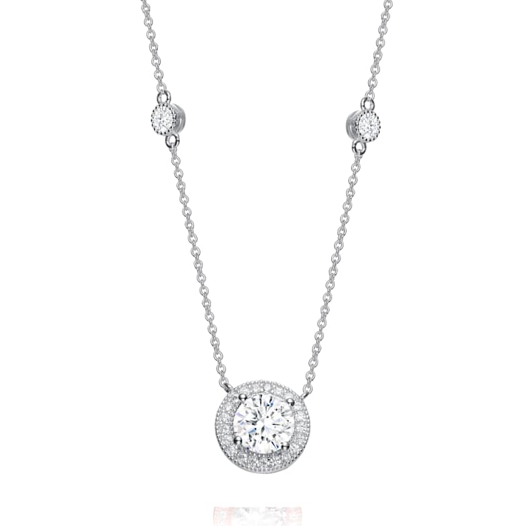 CZ Solitaire Pendant In Sterling Silver