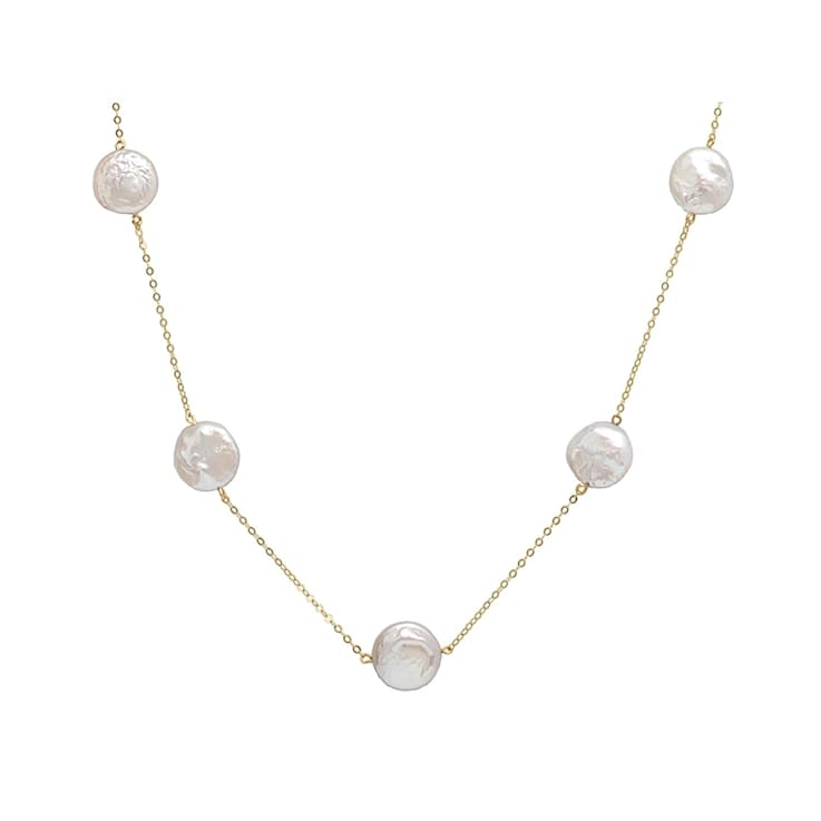 Freshwater coin pearl deals necklace