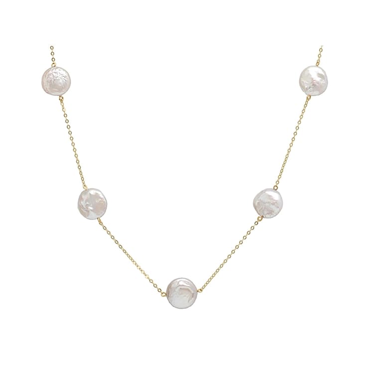 White Freshwater Pearl Choker - 14K Yellow Gold