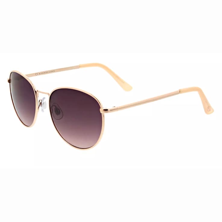 OSCAR by Oscar de la Renta Gold Tone Round Frame / Smoke Gradient Lenses Sunglasses