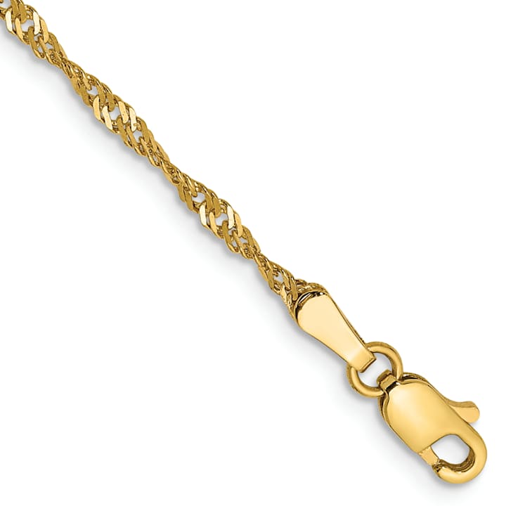 14K Yellow Gold 1.70mm Singapore Chain Bracelet