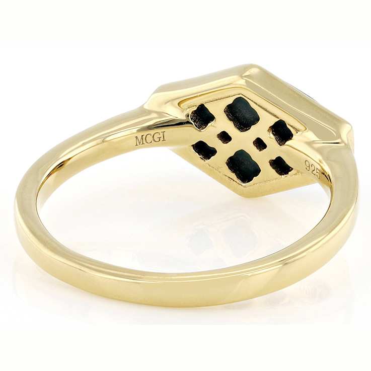 Malachite Freeform Ring In 18K Gold Over Sterling Silver