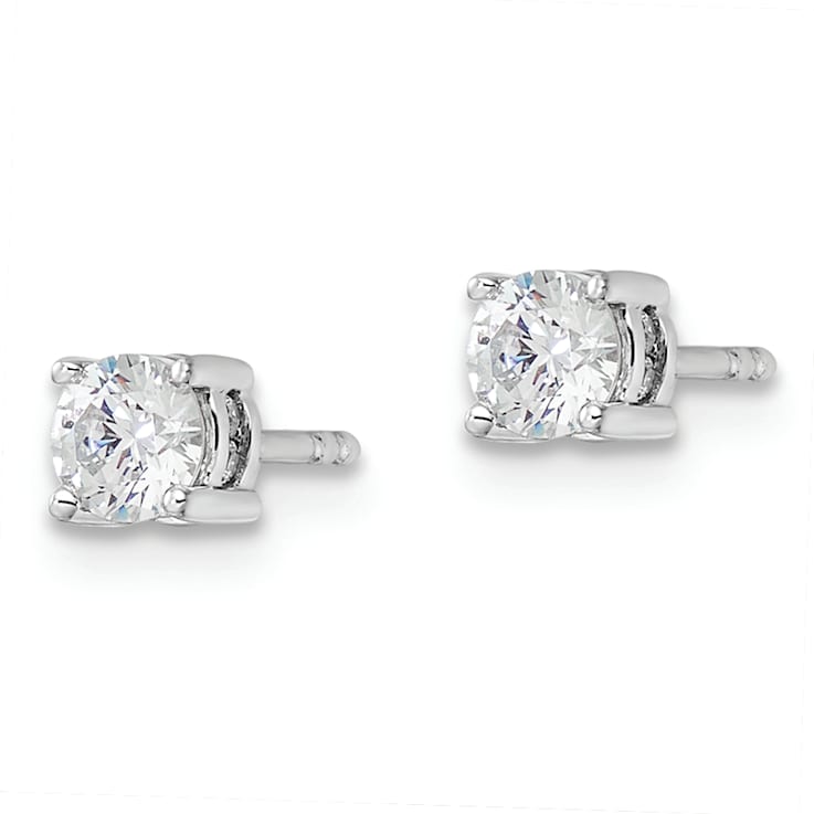 Rhodium Over 14K White Gold Lab Grown Diamond Fashion Earrings