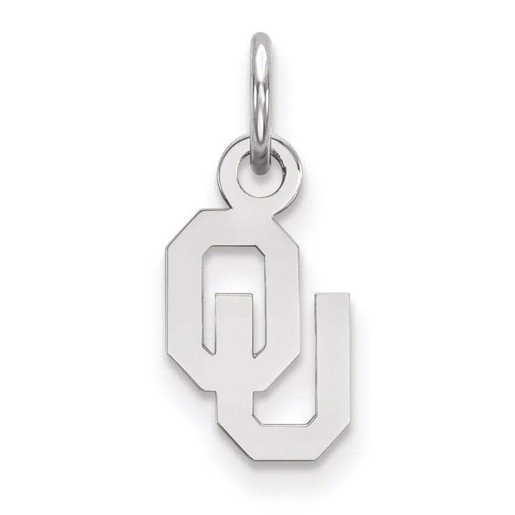 Rhodium Over Sterling Silver LogoArt University of Oklahoma Extra Small Pendant