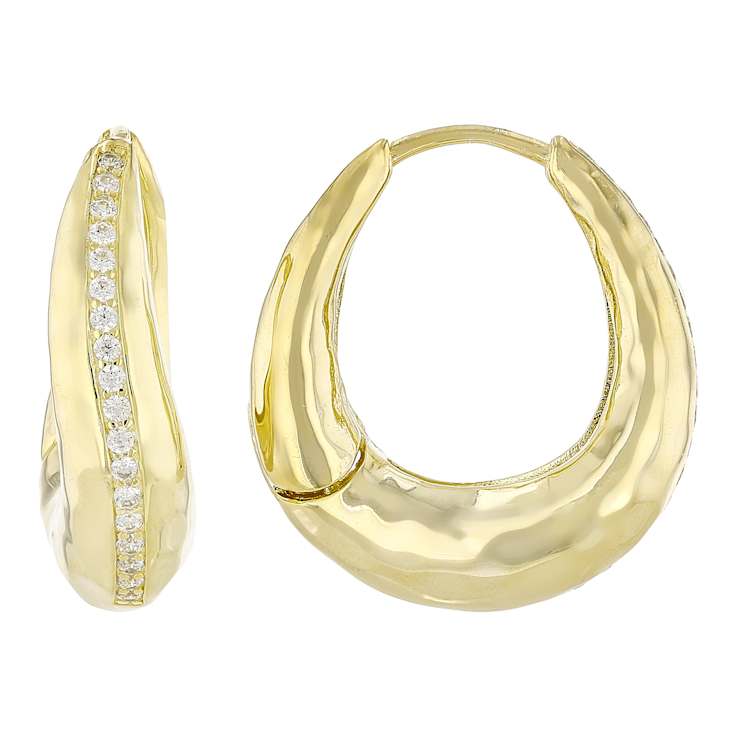Textured Hoop Earrings In 14K Gold Over Sterling Silver