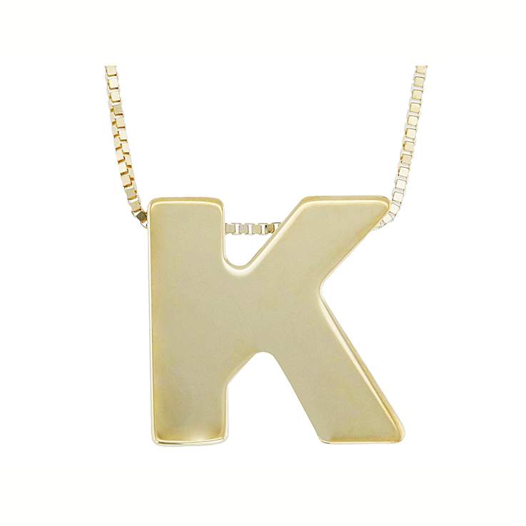 Block Letter K Initial Necklace In 10K Yellow Gold