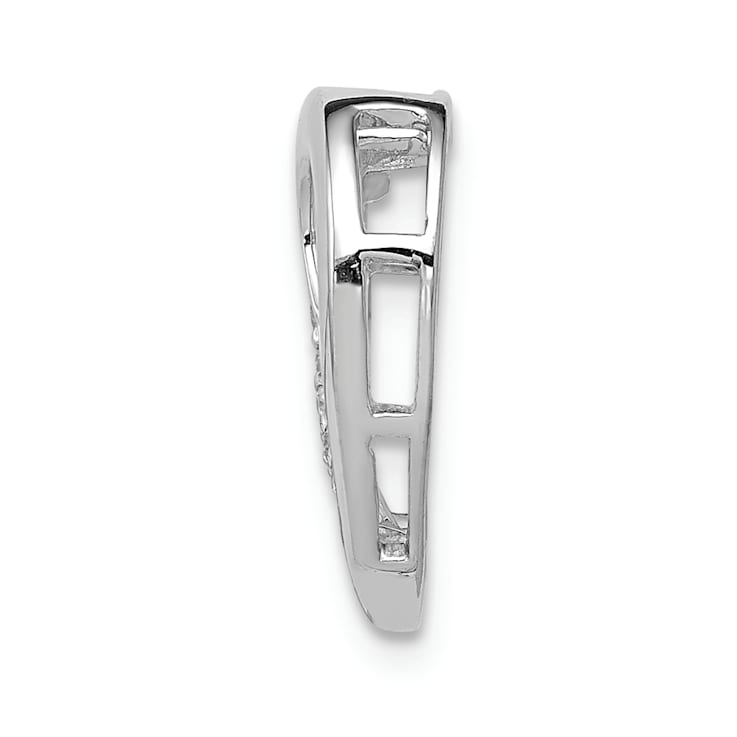 Rhodium Over 14k White Gold Diamond Heart Chain Slide Pendant
