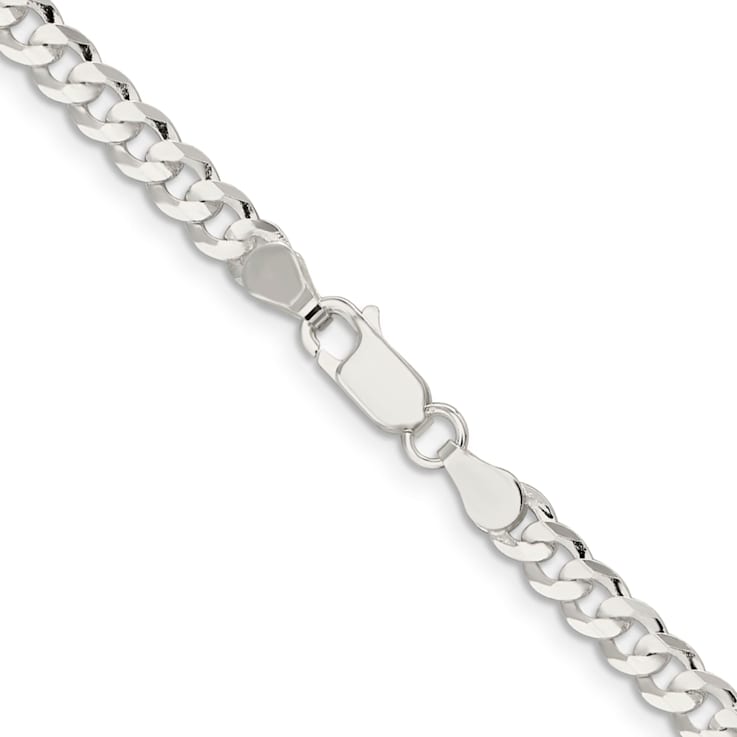 Sterling Silver 4.5mm Concave Beveled Curb Chain Bracelet