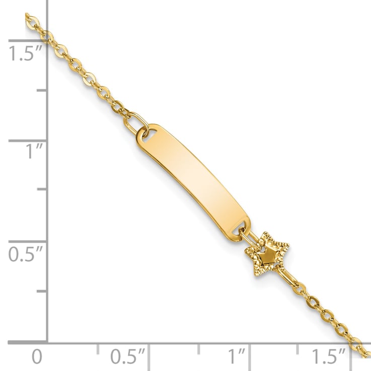 14K Yellow Gold Polished ID with Star Childrens Bracelet