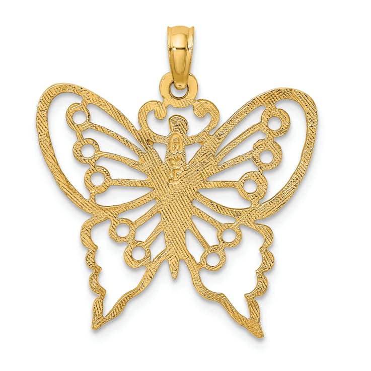 10K Yellow Gold Textured Cut-Out Butterfly Charm