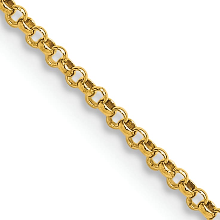 14K Yellow Gold 1.55mm Rolo Pendant Chain Necklace