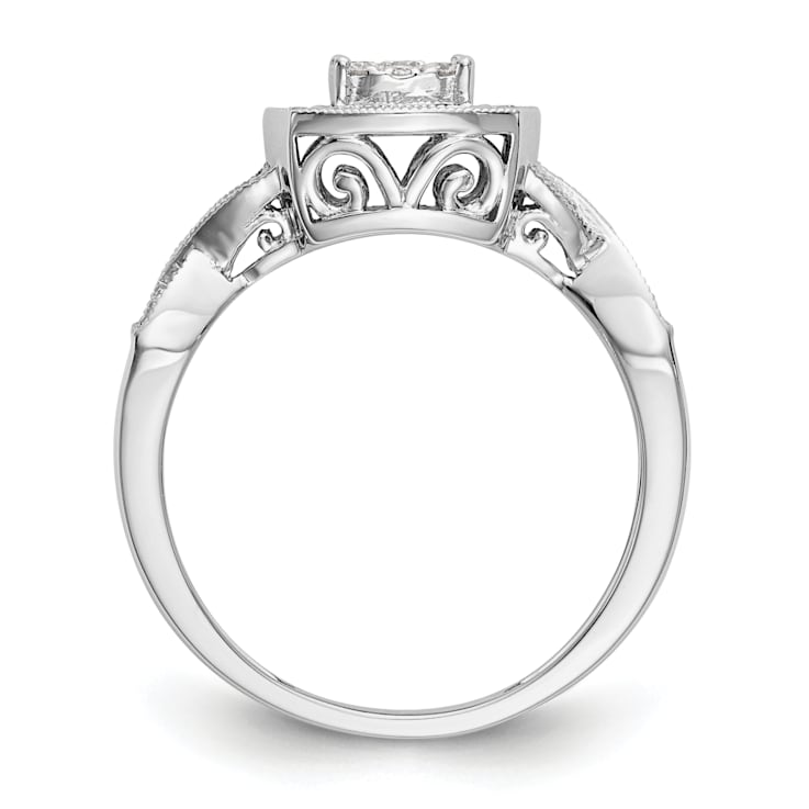 Rhodium Over 14K White Gold Lab Grown Diamond Cluster Engagement Ring 0.39ctw