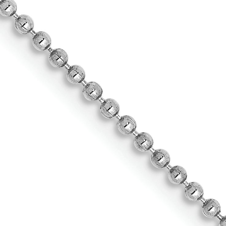 14k White Gold 1.2mm Diamond-Cut Beaded Pendant Chain 14 Inches
