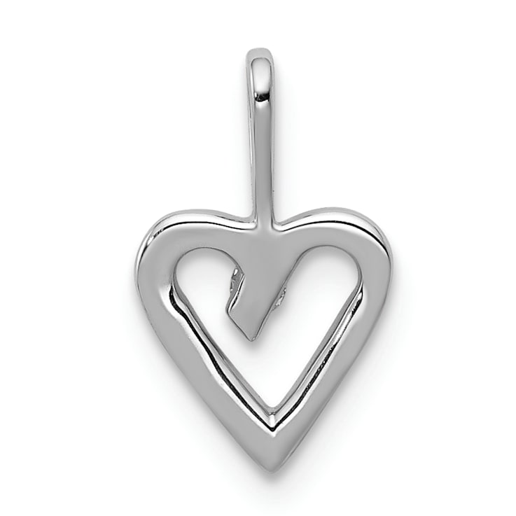 Rhodium Over 14k White Gold Diamond Heart Pendant