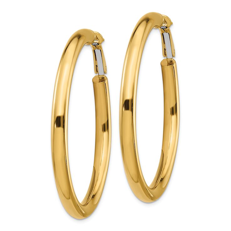 14k Yellow Gold 1 15/16" Polished Round Hoop Earrings