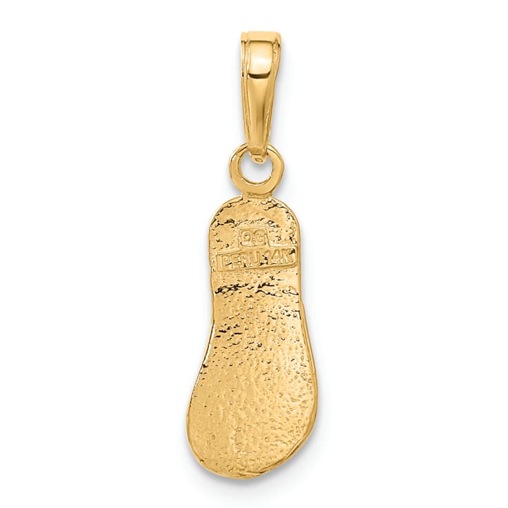 14k Yellow Gold 3D Textured Single Flip-Flop Pendant