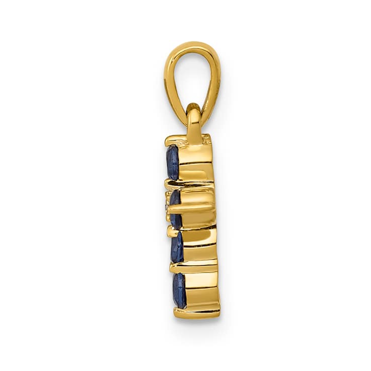 10k Yellow Gold and Rhodium Over 10k Yellow Gold 0.43 cttw Sapphire and
Diamond Cross Pendant