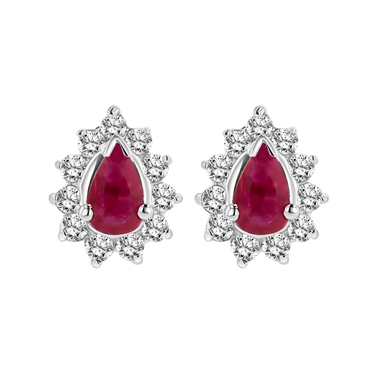 0.70ctw Ruby and Diamond Earring in 14k White Gold