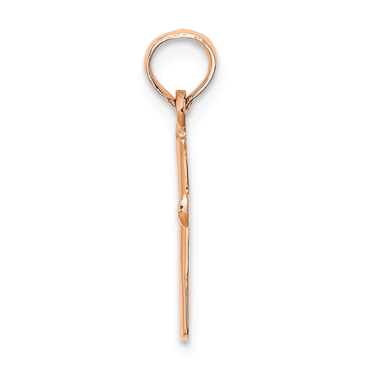 14k Rose Gold Polished Beveled Cross with Round tips Charm