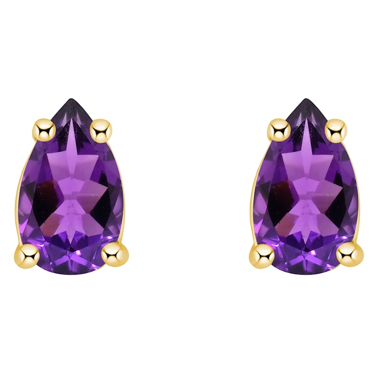 5x3mm Pear Shape Amethyst 14k Yellow Gold Stud Earrings