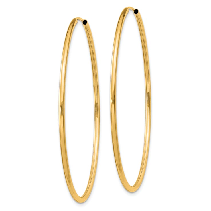 14k Yellow Gold 1 13/16" Polished Round Endless Hoop Earrings