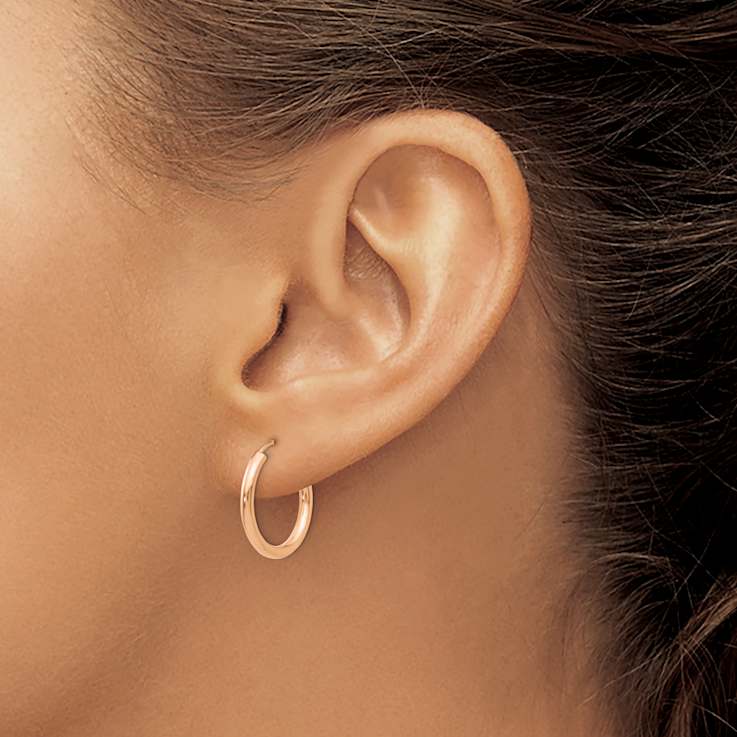 14k Rose Gold Polished 11/16" Round Endless Hoop Earrings