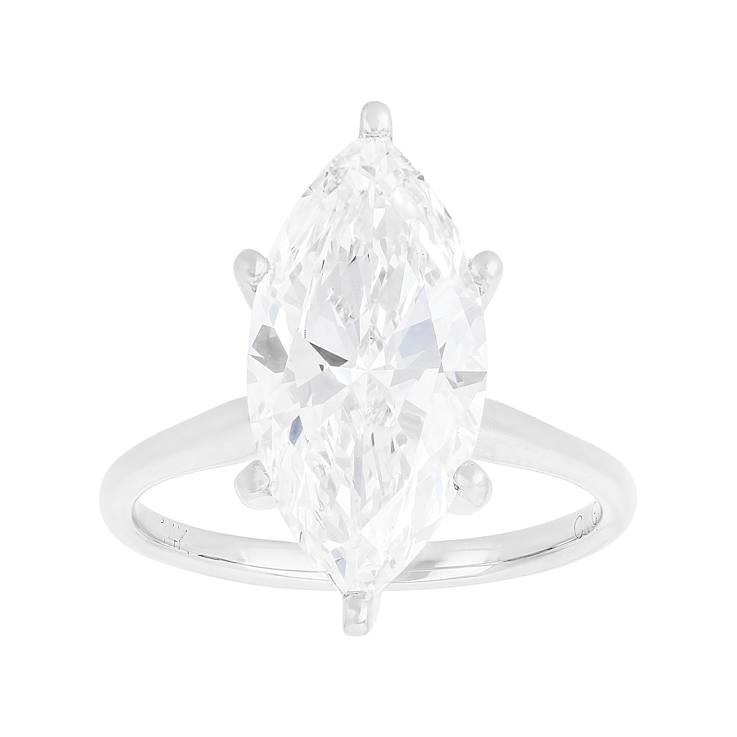 Lab-Grown Diamond Marquise Solitaire Ring In 14K White Gold 4.00ct