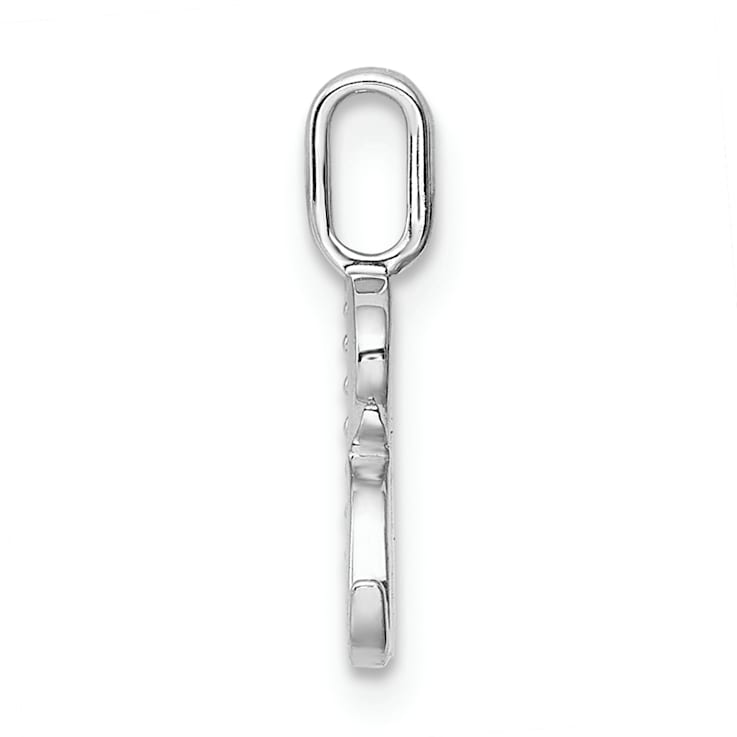 14K White Gold Diamond Letter R Initial Pendant