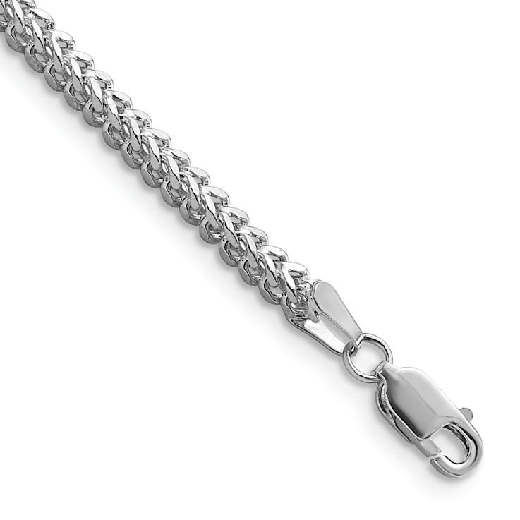 Rhodium Over 14k White Gold 2.3mm Franco Link Chain Bracelet