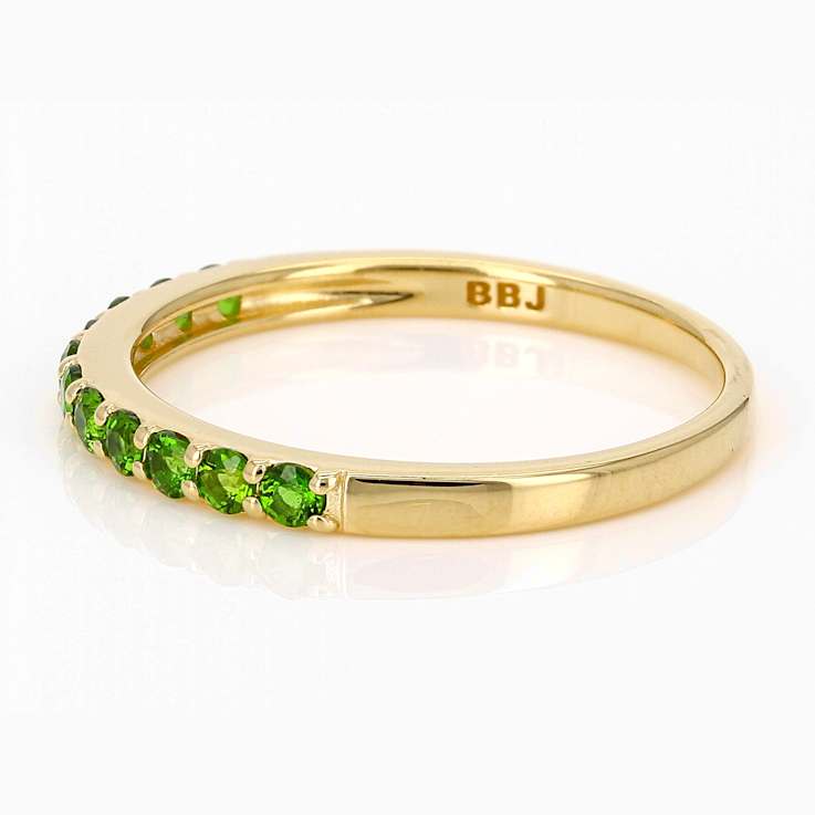 Chrome Diopside Band Ring In 18K Gold Over Sterling Silver 0.28ctw