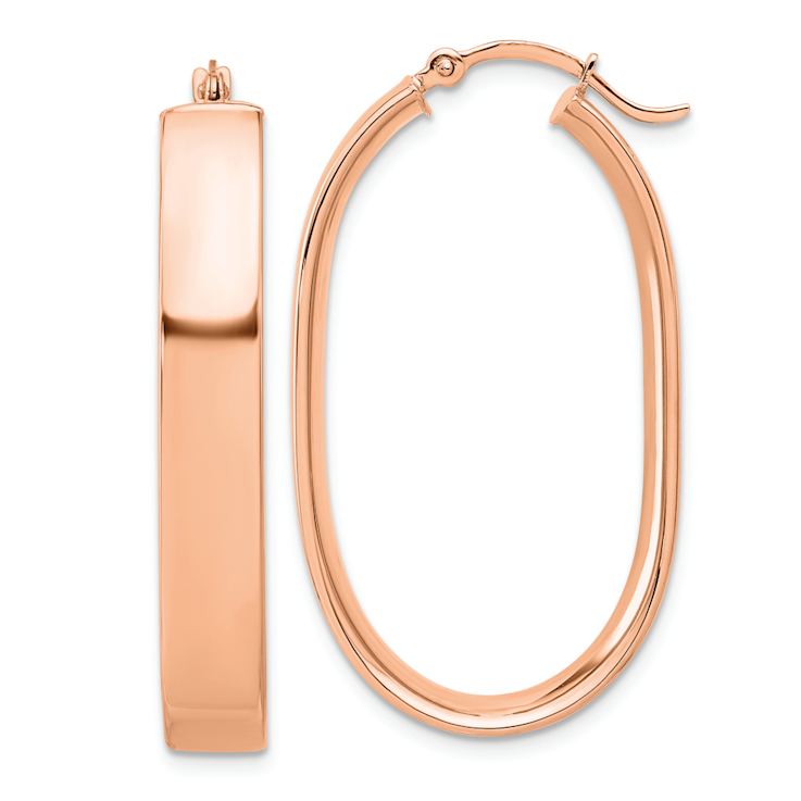 14k Rose Gold 1 1/4" Oval Hoop Earrings
