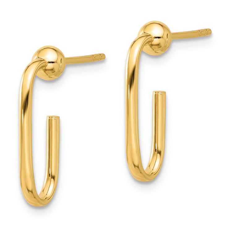 14k Yellow Gold 3/4" Polished J-Hoop Earrings
