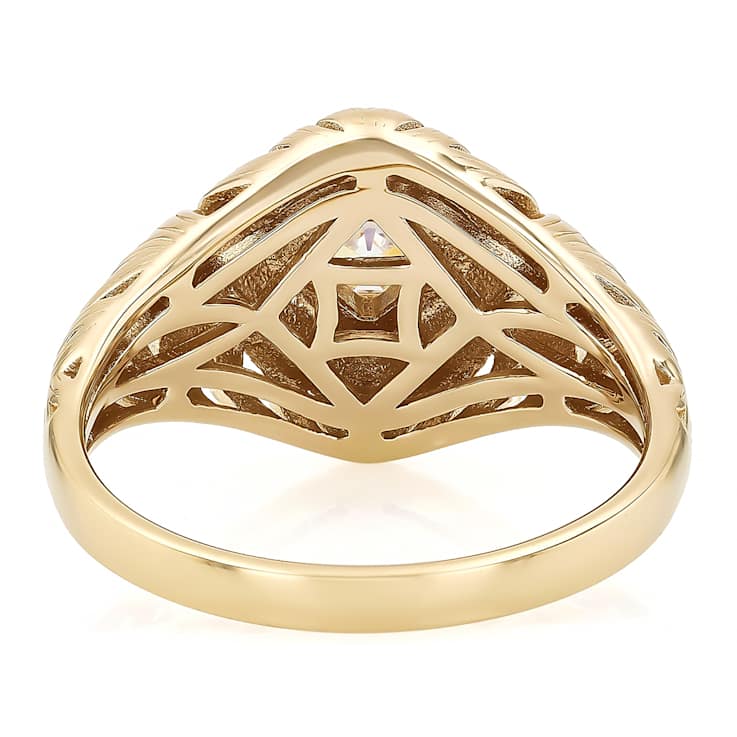 Diamond Simulant Art Deco Style Ring In 18K Gold Over Sterling Silver 0.72ct