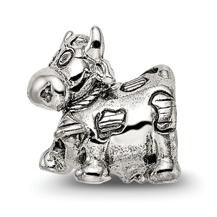 Sterling Silver Cow with Bell Bead