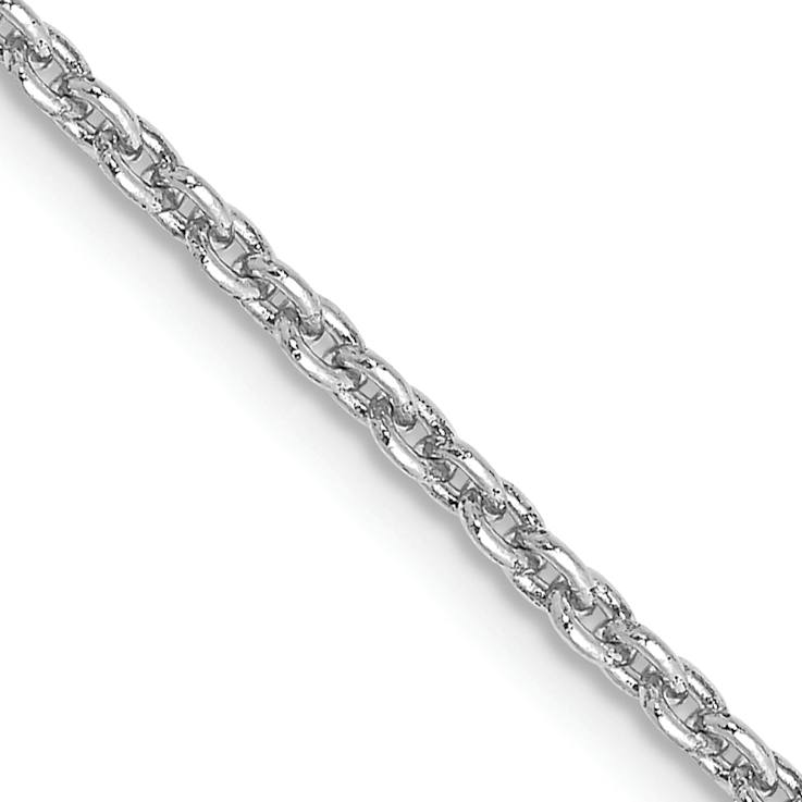 Rhodium Over 14k White Gold 2mm Solid Round Open Link Cable 24 Inch Chain