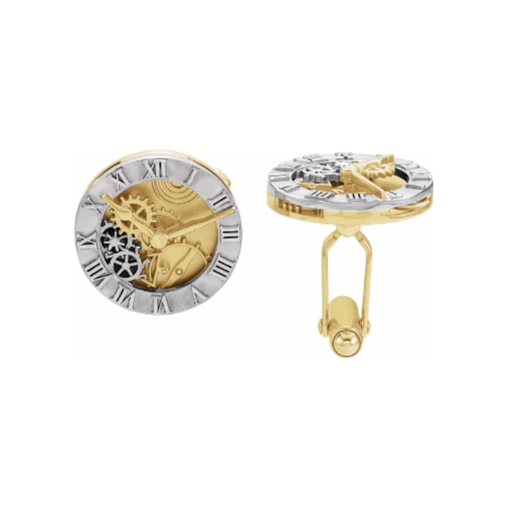 14K White and Yellow Gold Two-tone Cuff Links