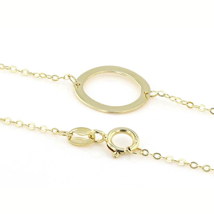 Sideways Initial O Necklace In Solid 14K Yellow Gold 18 Inch