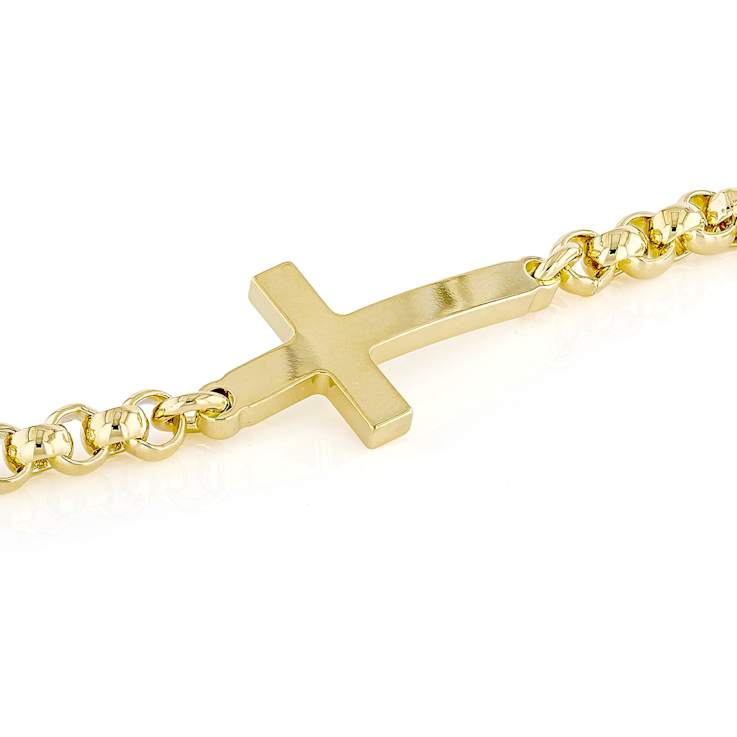 Meaningful Cross Link Bracelet In 18K Gold Over Bronze
