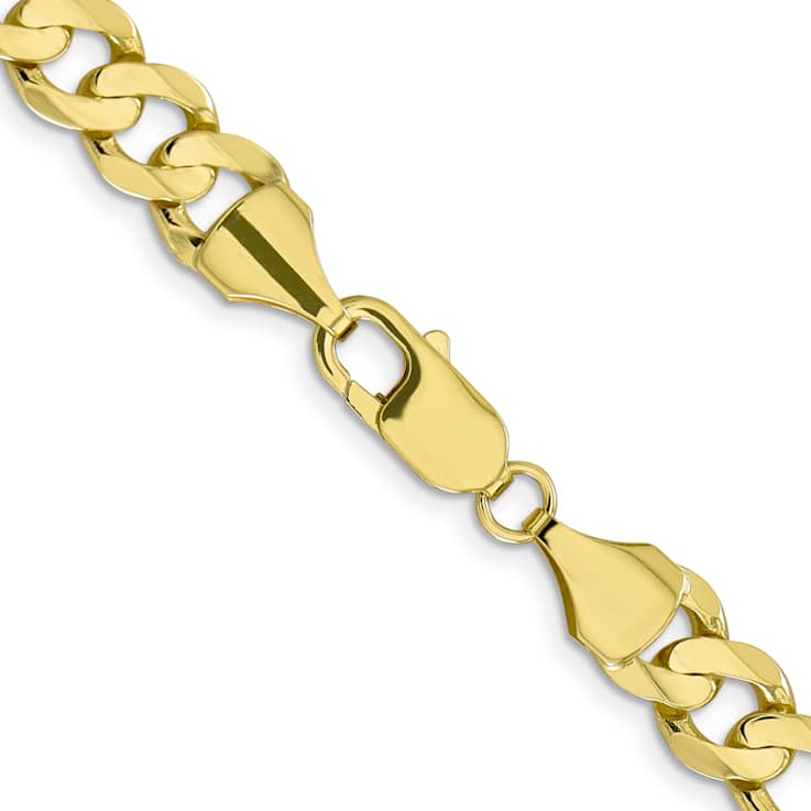10k Yellow Gold 8.75mm Concave Open Figaro Link Bracelet
