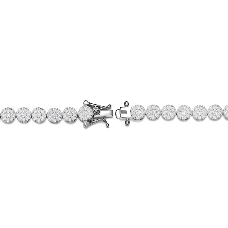 CZ Cluster Tennis Bracelet In Sterling Silver