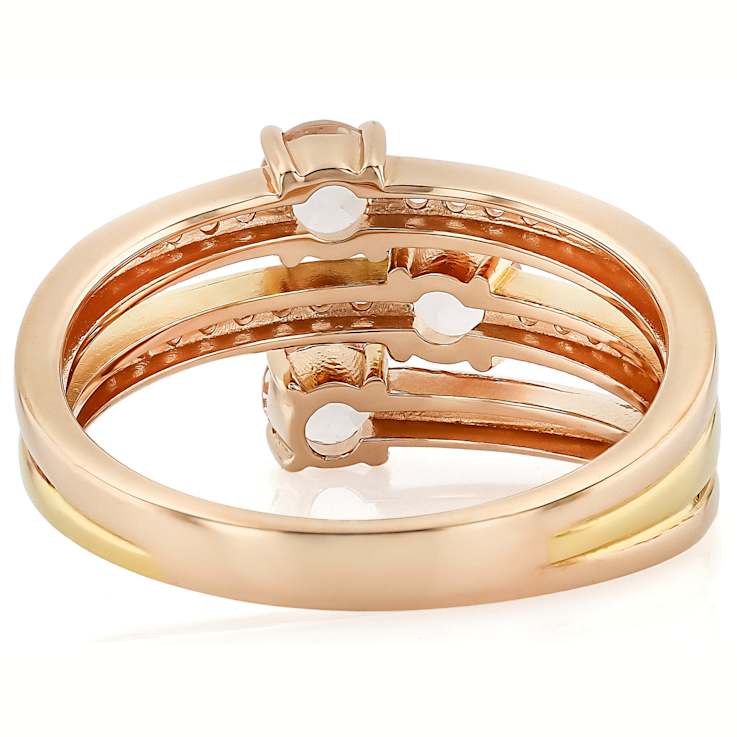 Morganite Two-Tone Ring In 18K Yellow And Rose Gold Over Sterling Silver 0.89ctw