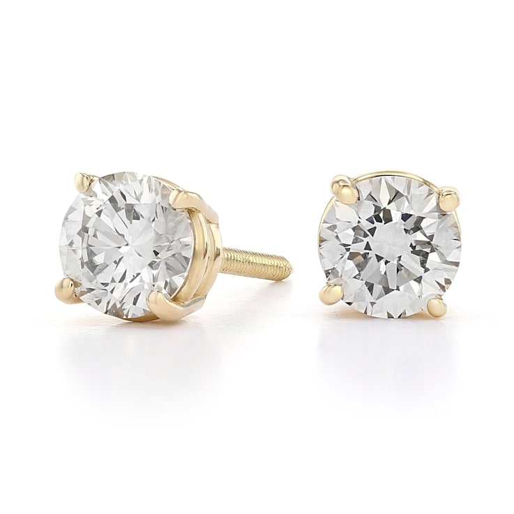 Certified White Lab-Grown Diamond H-I SI 14k Yellow Gold Stud Earrings 1.50ctw