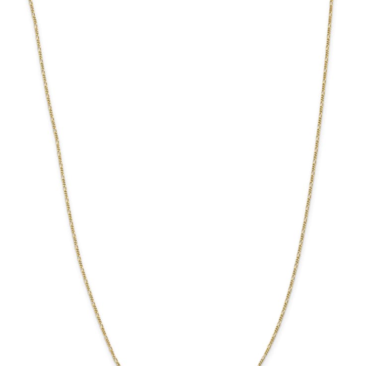 10k Yellow Gold 1.25mm Solid Flat Figaro Pendant 18 Inch Chain