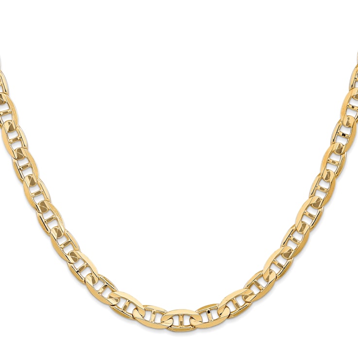14k Yellow Gold 6.25mm Concave Mariner Chain 20 inch