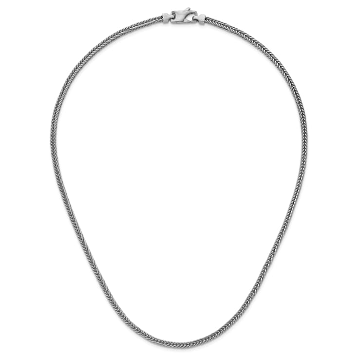 Rhodium Over Sterling Silver Polished 3.0mm Franco 30 Inch Chain