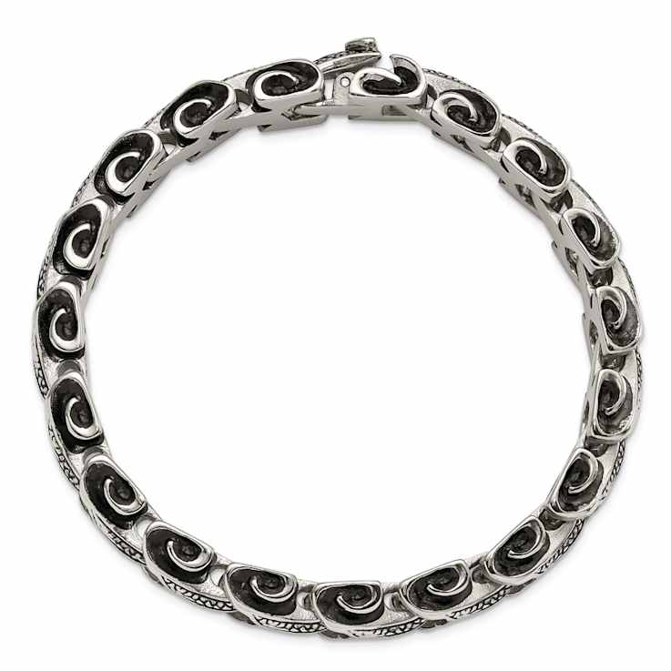 Stainless Steel Antiqued and Polished Bracelet