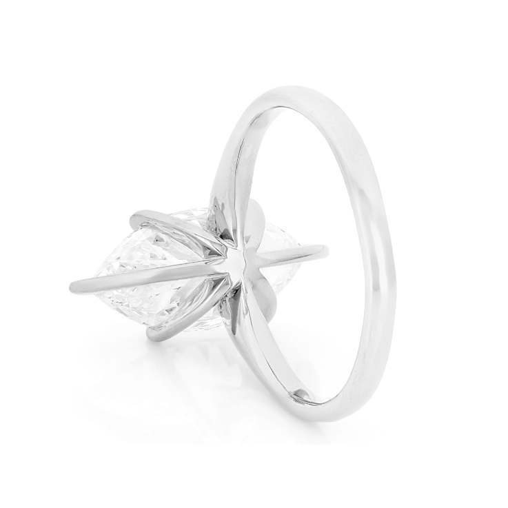 Lab-Grown Diamond Marquise Solitaire Ring In 14K White Gold 3.00ct