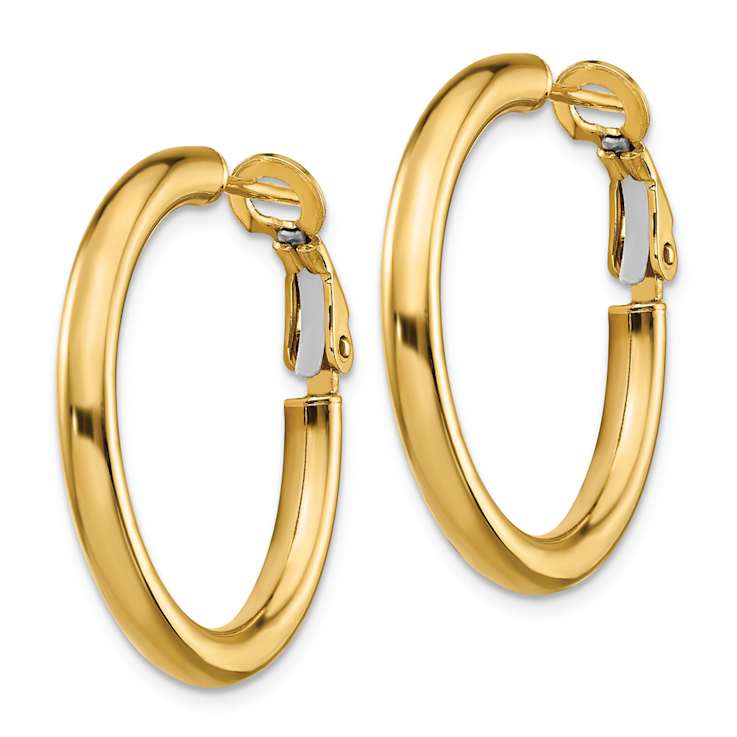 14k Yellow Gold Polished 1" Round Hoop Earrings