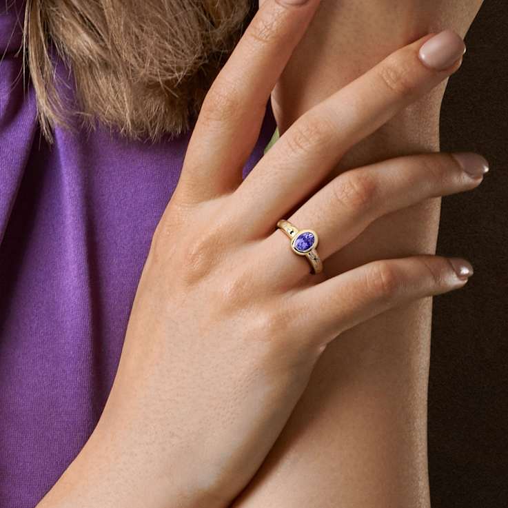 Tanzanite and Diamond 10K Yellow Gold Ring 0.97ctw