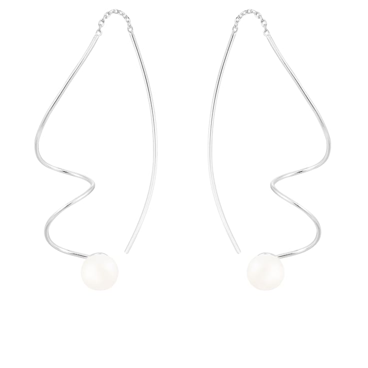 White Cultured Freshwater Pearl Rhodium Over Sterling Silver 6-7mm
Button Earrings